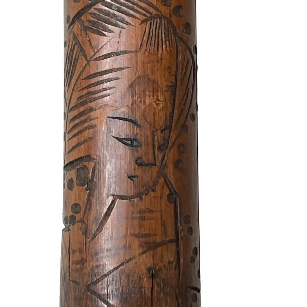 Vintage Knobby Cane Gentlemans Walking Stick Carved Engraved People Folk Art u - Picture 9 of 9